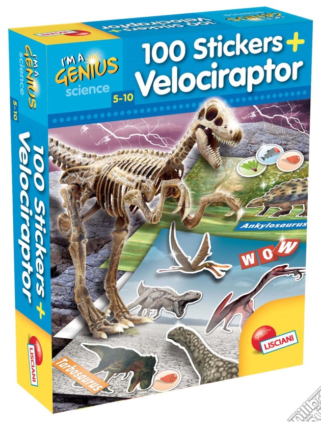 Piccolo Genio - 100 Stickers + Velociraptor gioco di Lisciani