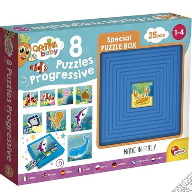 Lisciani: Carotina Baby - 9 Puzzle Progressive Squali E Pesci gioco