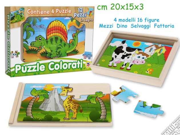Teorema: Fatto Di Legno - Puzzle Colorati 16 Figure 4 Mdl 20X14 Cm (Assortimento) gioco