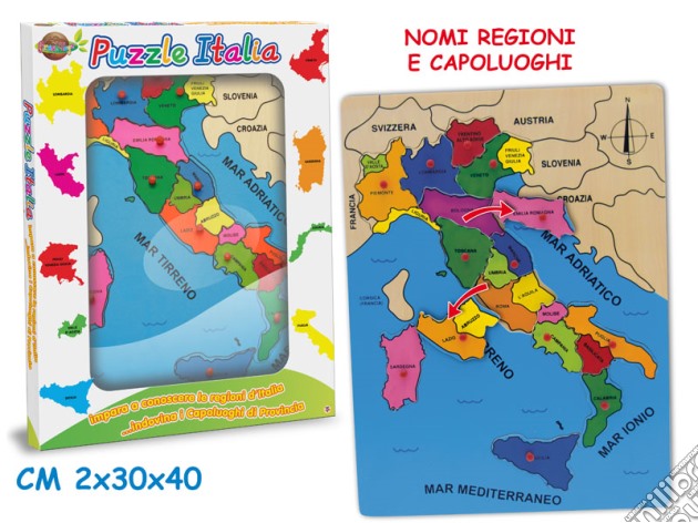 Puzzle D'Italia Con Piolini 30x40 Cm gioco