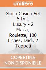 Gioco Casino Set 5 In 1 Luxury - 2 Mazzi, Roulette, 100 Fiches, Dadi, 2 Tappeti gioco