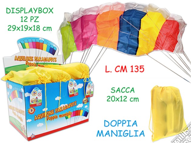 Aquilone Paracadute Con Doppia Maniglia Multicolor 120x51 Cm gioco