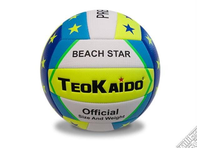 Pallone Teokaido Beach Volley Serie Premium Taglia 5 Bianco/Giallo Stelle gioco