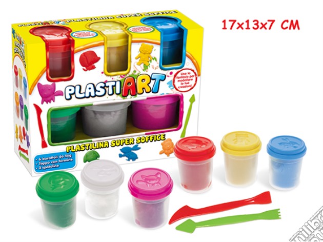 Plastiart - Set 6 Barattoli Grandi Con Utensili gioco