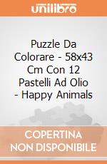 Puzzle Da Colorare - 58x43 Cm Con 12 Pastelli Ad Olio - Happy Animals gioco
