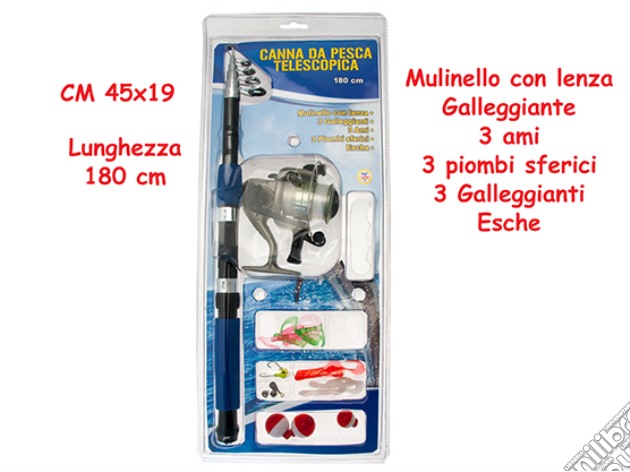 Canna Da Pesca Telescopica 180 Cm Con Mullinello gioco