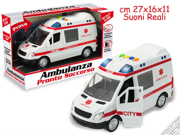 Teorema: Teo's - Ambulanza C/Luci E Suoni Batterie Incl. Scala 1:16 - Open Touch Box gioco di Teorema