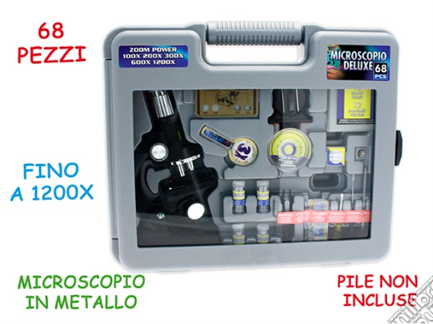 Valigetta Con Microscopio In Metallo Con 68 Pz Fino A 1200X gioco