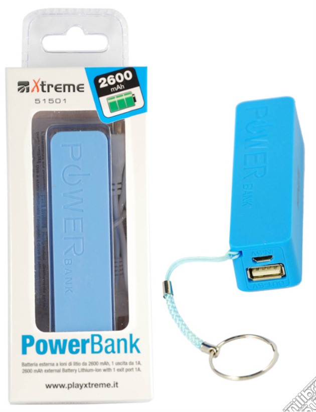 XTREME Power Bank 2600 mAh Blu gioco di HSP