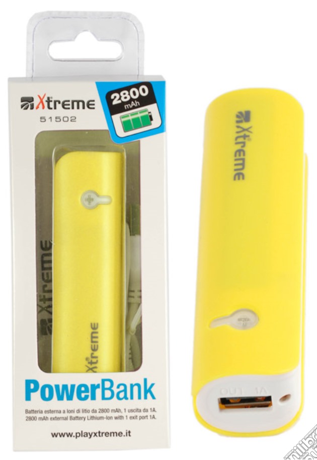 XTREME Power Bank 2800 mAh Giallo gioco di HSP