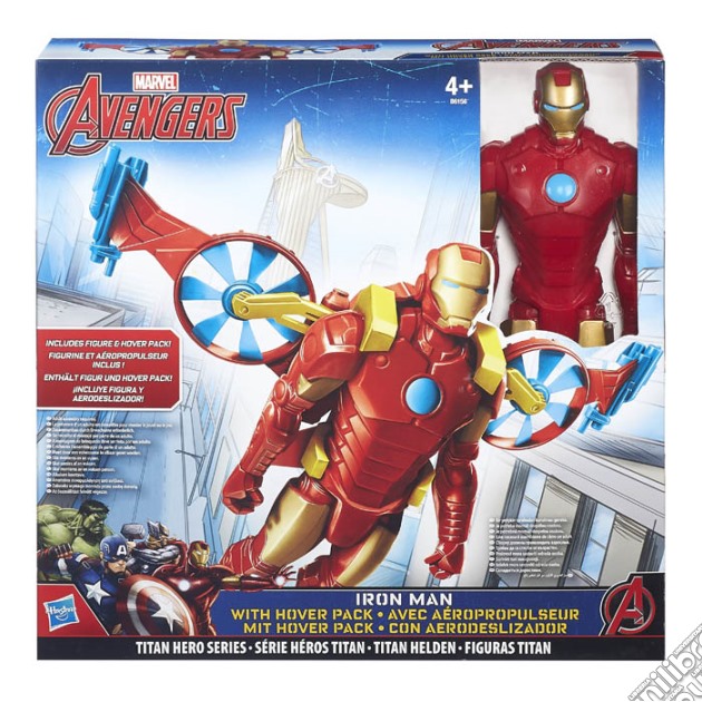 Figure M.Avengers Iron Man 30cm+Veicolo gioco di FIAF