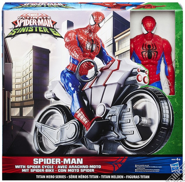 Figure M. Spiderman 30Cm+Spider Cycle gioco di FIGU