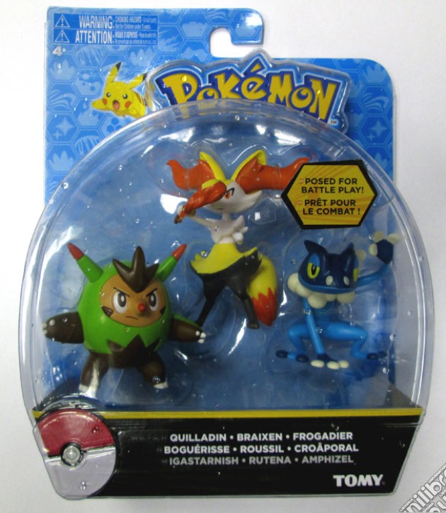 Figure Pokemon Quilladin+Braixen+Frog. gioco di FIGU