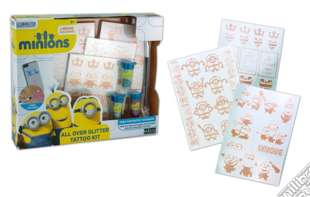 Minions - All Over Glitter Tattoo Kit gioco di Nice