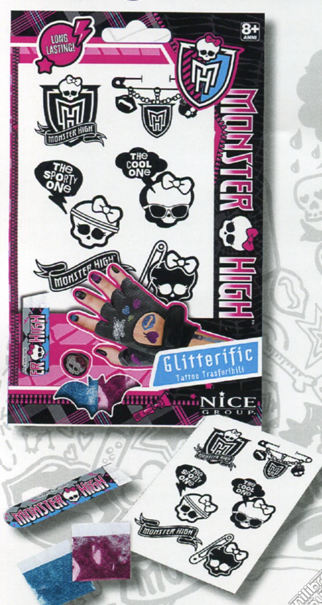 Monster High - Glitterific Glitter Tattoo Trasferibili - Confezione Mini gioco di Nice
