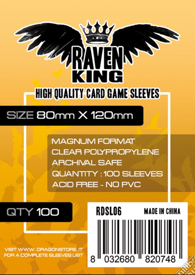 RAVEN KING - Bustine Protettive 80x120mm gioco di CAR
