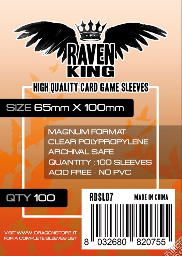 RAVEN KING - Bustine Protettive 65x100mm gioco di CAR