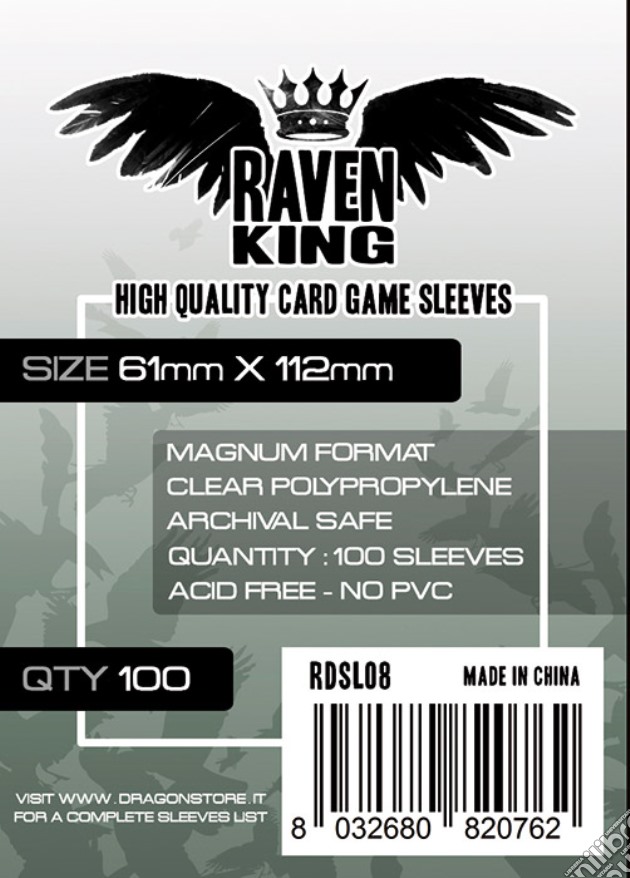 RAVEN KING - Bustine Protettive 61x112mm gioco di CAR