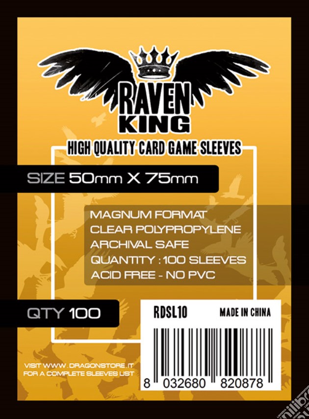 RAVEN KING Bustine Protettive 50x75mm gioco di CAR
