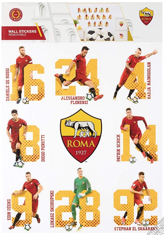 Imagicom Wallrom16 - As Roma Wall Sticker 16 Players 2 Fogli (50X70Cm) gioco di Imagicom