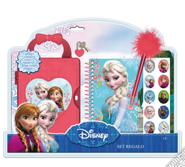 Frozen - Set Scatola Con Chiave + Quaderno + Penna + Stickers gioco di Joko
