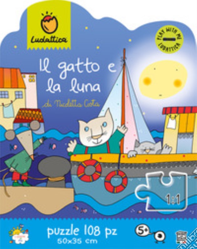 Ludattica - Nicoletta Costa - Puzzle 108 Pz Il Gatto E La Luna puzzle