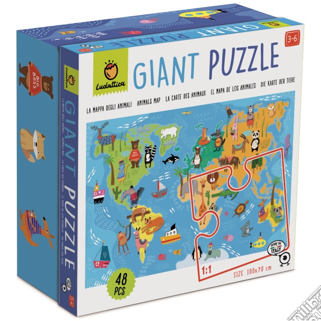 Mappa degli animali. Ludattica giant puzzle 48 pcs (La) gioco