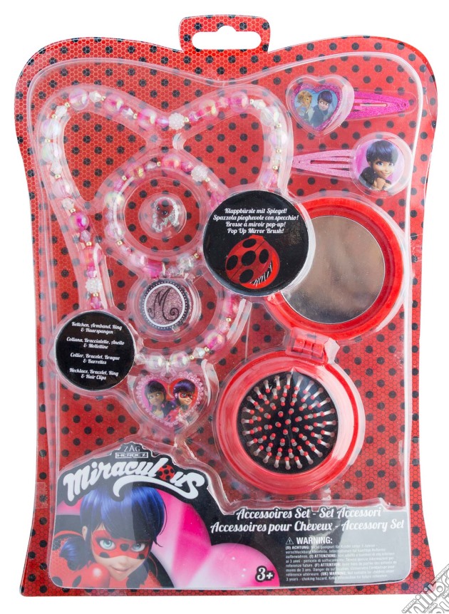 Miraculous: Joy Toy - Set Accessori Con 2 Mollette Glitter, Collana Di Perle, Bracciale Di Perle, Anello E Spazzola Con Specchietto gioco di Joy Toy