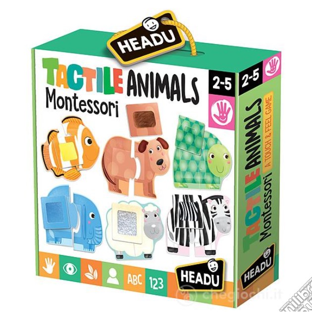 Headu It20188 - Tactile Animals Montessori gioco