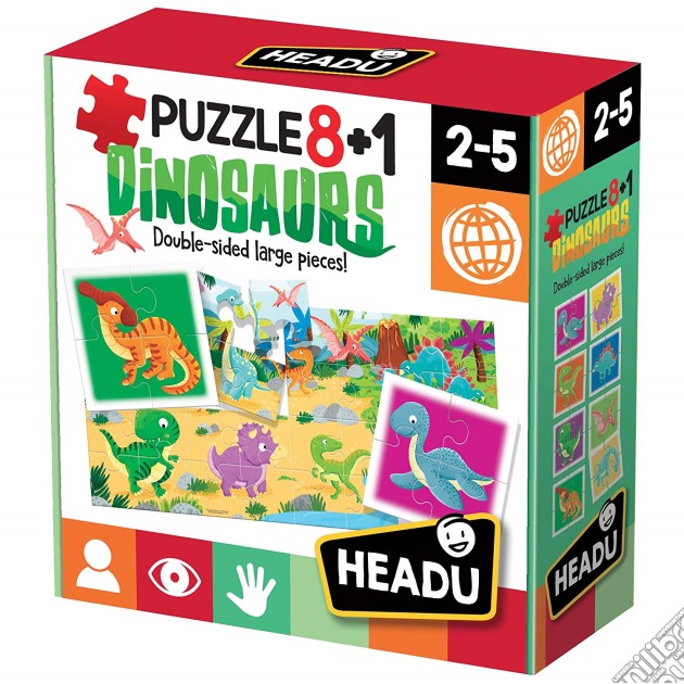 Headu It22243 - Puzzle 8+1 Dinosaurs gioco
