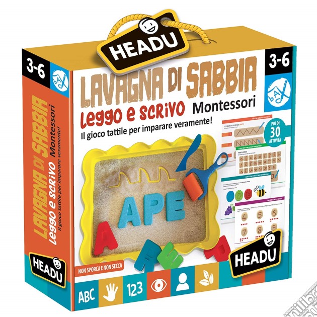 Headu It22403 - Lavagna Di Sabbia Leggo E Scrivo Montessori gioco