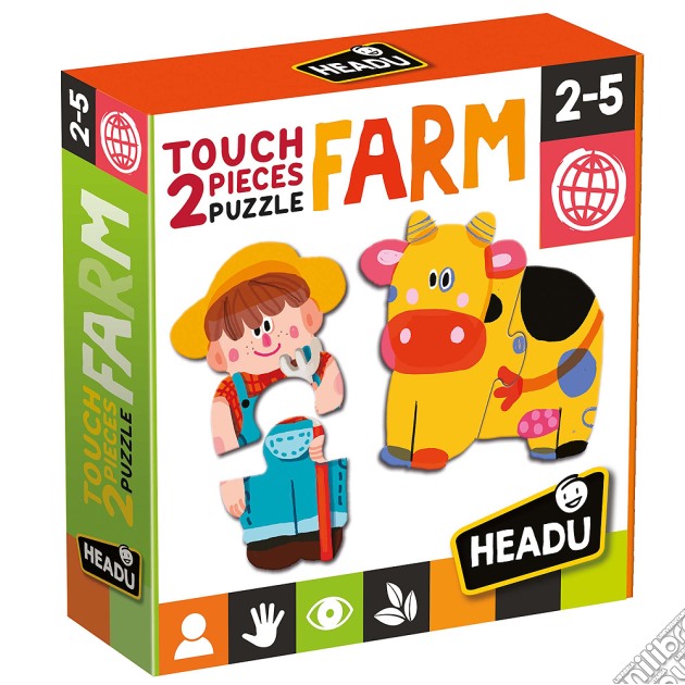 Headu Mu24889 - 2 Pieces Puzzle Touch Farm gioco