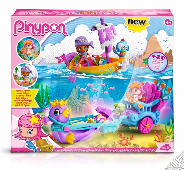 Pinypon - Carrozza Della Sirene E Barca Pirata gioco di Famosa