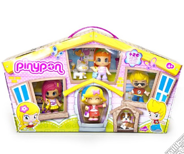 Pinypon - Confezione Casetta 4 Personaggi E 2 Cuccioli gioco di Famosa