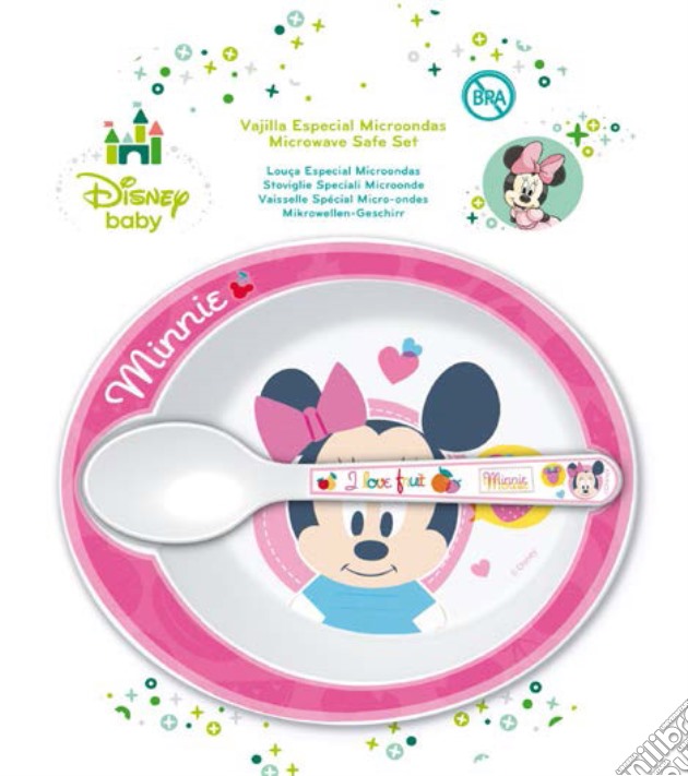 Minnie - Baby - Set Piatto E Cucchiaio Microonde gioco di Oled
