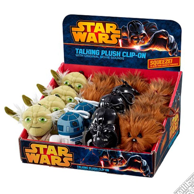 Star Wars - Portachiavi Con Suono In Peluche - (un articolo senza possibilità di scelta) 4 Pz (Chewbacca, R2-D2, Yoda, Darth Vader) gioco di PTS