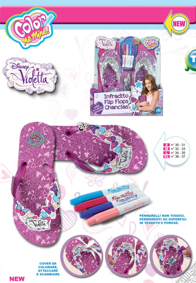 Disney: Violetta - Flip Flops Infradito Colorabili Con 4 Pennarelli gioco di Mac2