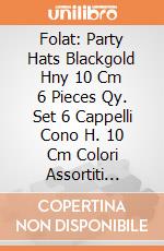 Folat: Party Hats Blackgold Hny 10 Cm 6 Pieces Qy. Set 6 Cappelli Cono H. 10 Cm Colori Assortiti Black & Gold Happy New Year giochi