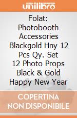 Folat: Photobooth Accessories Blackgold Hny 12 Pcs Qy. Set 12 Photo Props Black & Gold Happy New Year giochi