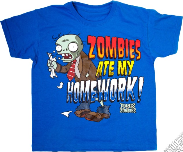 Plants Vs Zombies - Homework (Blue) (T-Shirt Bambino 128/134) gioco di Bioworld