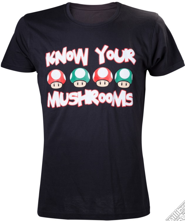 Nintendo - Black Know Your Mushrooms (T-Shirt Uomo S) gioco di Bioworld