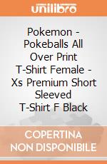 Pokemon - Pokeballs All Over Print T-Shirt Female - Xs Premium Short Sleeved T-Shirt F Black gioco
