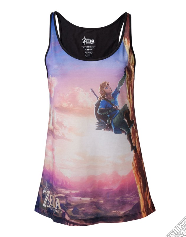 Zelda Breath Of The Wild - All Over Link Climbing Female Top - M Tank Tops F Multicolor gioco di Bioworld