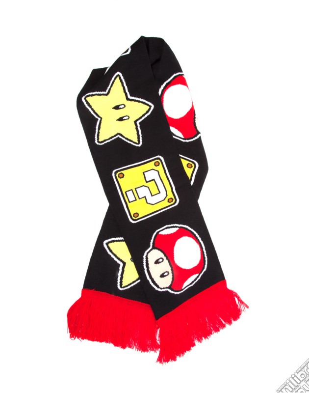Nintendo - Knitted Scarf With Mushroom, Star And Questionmark Knitted Fashion Scarves U Multicolor gioco