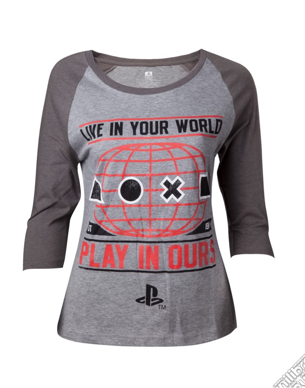 Playstation - Female Raglan Shirt - M Short Sleeved T-Shirts F Grey gioco