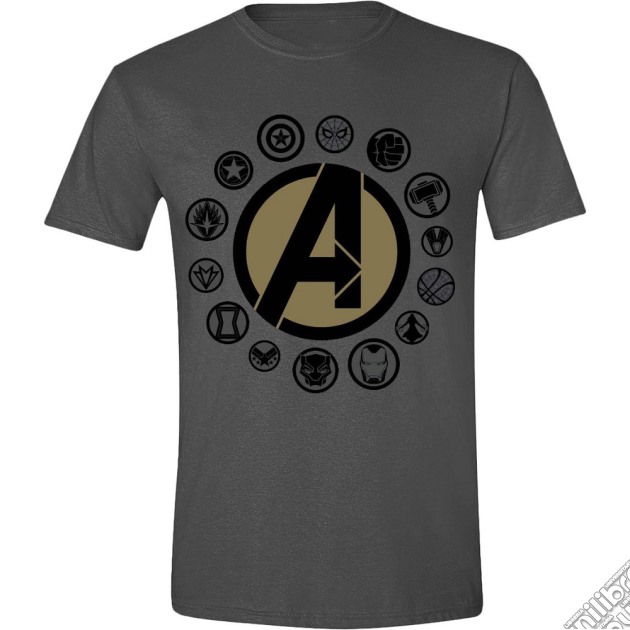 Avengers: Infinity War - Character Logo Charcoal (T-Shirt Unisex Tg. S) gioco