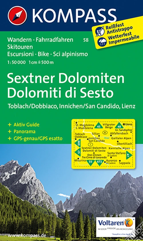 Wanderkarte n. 58. Sextner Dolomiten