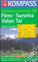 Carta escursionistica n. 123. Svizzera, Alpi occidentale. Films, Surselva, Valser Tal 1:50.000. Adatto a GPS. Digital map. DVD-ROM libro