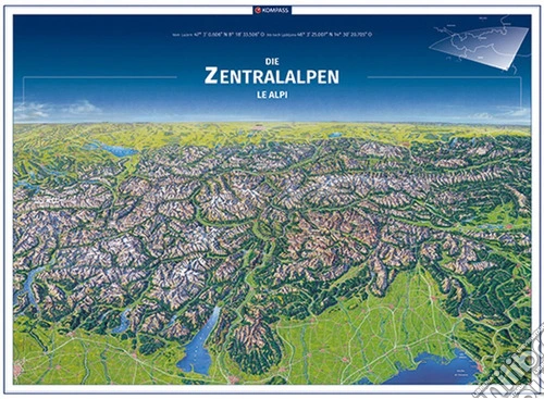 Cartina n. 371. Le Alpi. Ediz. multilingue