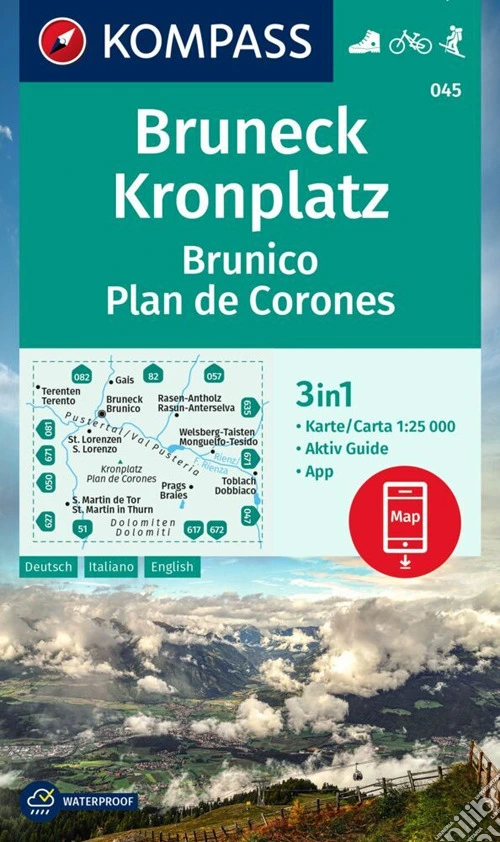 Carta escursionistica n. 045. Brunico, Plan de Corones. Ediz. multilingue